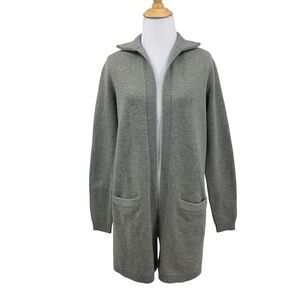 Ralph Lauren Cardigan Womens S Small Gray Cashmere Oversized Longline Open Front